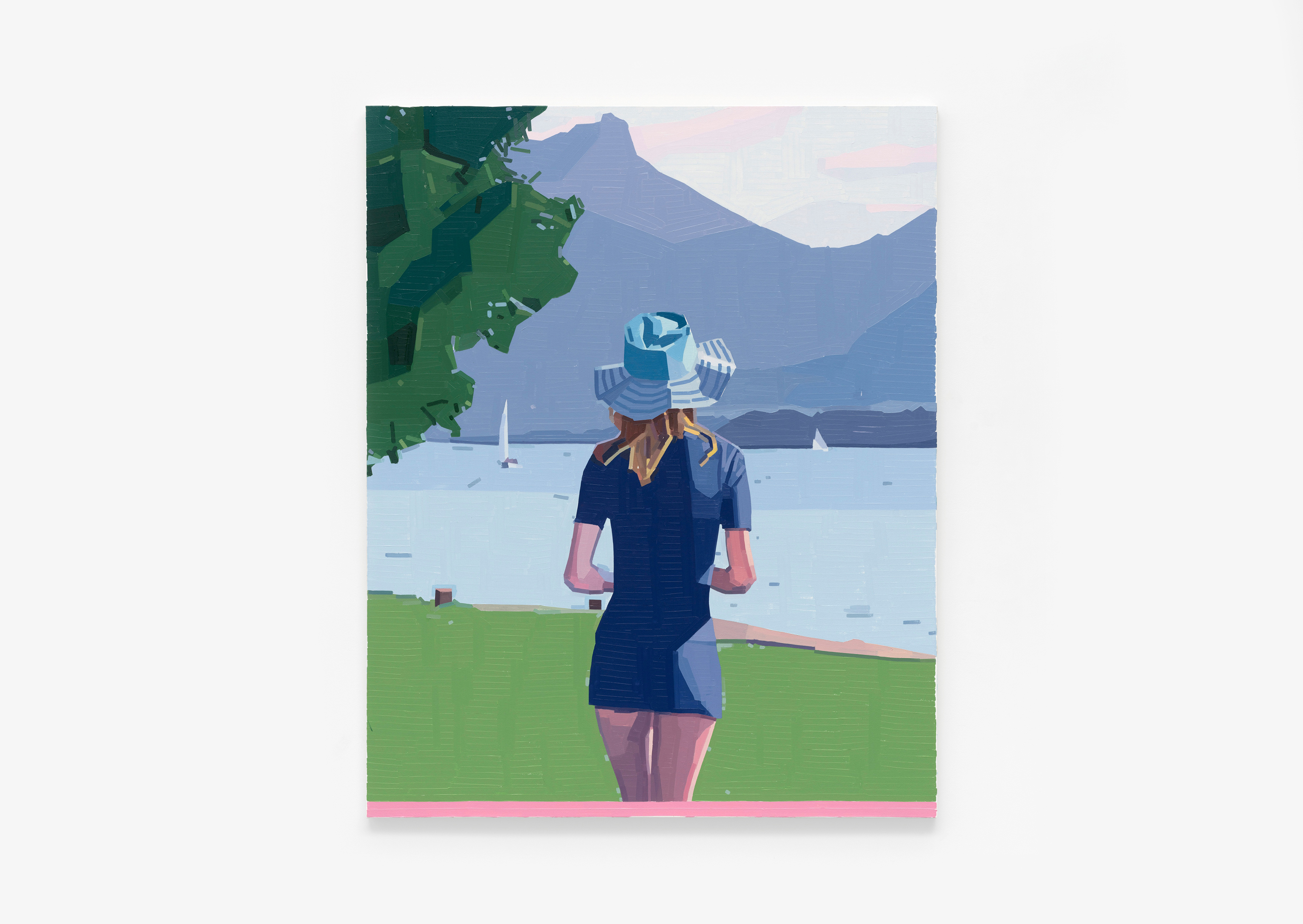 oeuvre Woman in front of Lake and Mountains Guy Yanai